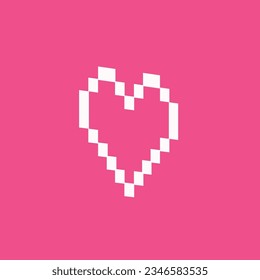 Vector pixel art icon heart vector 8 bit.