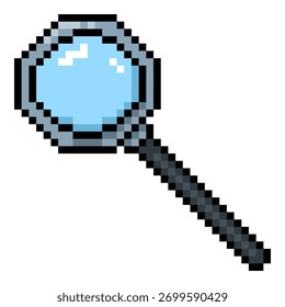 Ícone de Arte de Pixel Vetorial - Lupa. Símbolo de Pesquisa