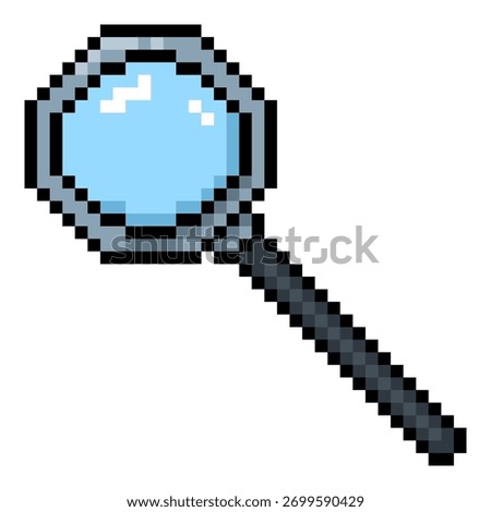 Vector Pixel Art Icon - Magnifier Glass. Search Symbol