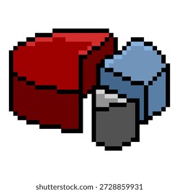 Vector Pixel Art Icon - Diagrama de gráfico circular
