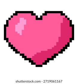 Ícone de arte de pixel vetorial do coração rosa