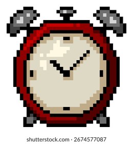 Vector Pixel Art Icon - Red Alarm Clock