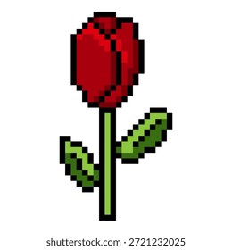Vector Pixel Art Icon de la flor roja del tulipán