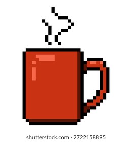 Vector Pixel Art Icon - Taza roja de té