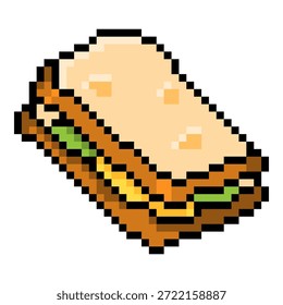 Vector Pixel Art Icon - Sándwich con queso y verduras