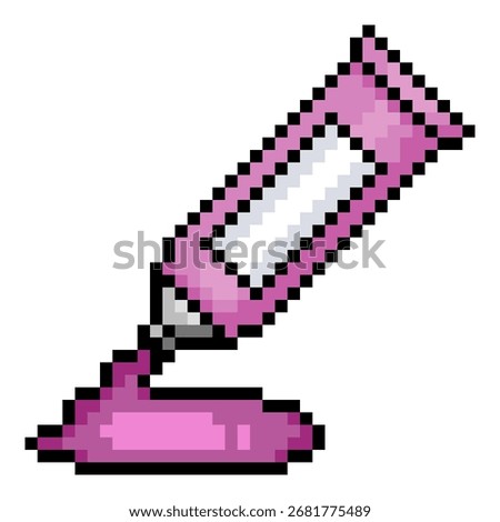 Vector Pixel Art Icon - Tube of Pink Paint