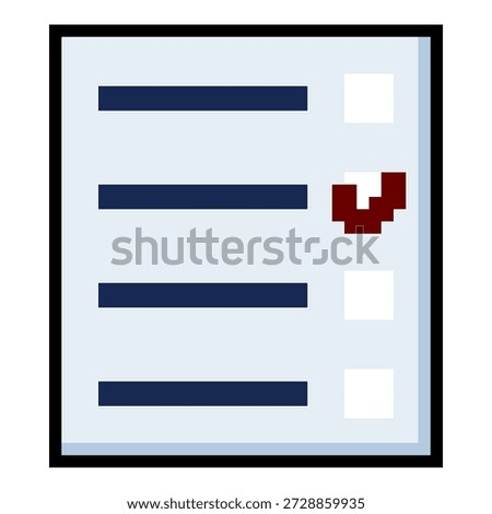 Vector Pixel Art Icon - Vote List Bulletin Icon