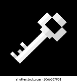 A vector pixel art icon of a white key