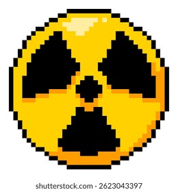 Vector Pixel Art Icon - Yellow Radioactive Sign