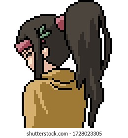 vector pixel art isolated anime girl