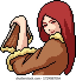 vector pixel art isolated anime girl