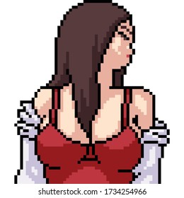 vector pixel art isolated anime girl
