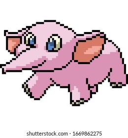 vector pixel art isolated baby elephant