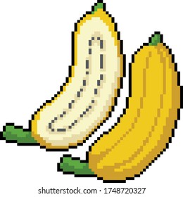 vector pixel art isolated banana cut