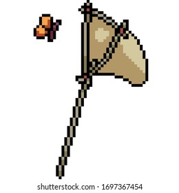 vector pixel art isolated butterfly catch