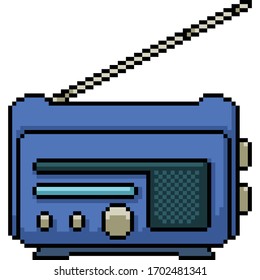 vector pixel art isolated classic radio