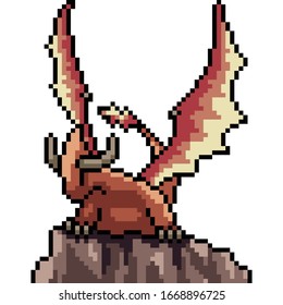 vector pixel art isolated dragon