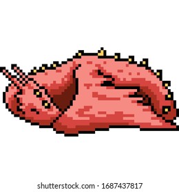 vector pixel art isolated dragon sleep