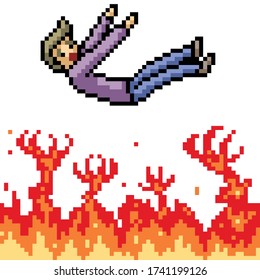 Vector Pixel Art Isolated Fall To Hell