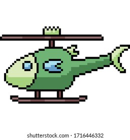 vector pixel art isolated fish helicopter