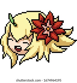vector pixel art isolated happy girl