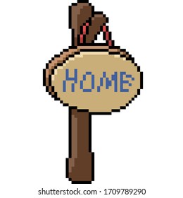 vector pixel art isolated home sign