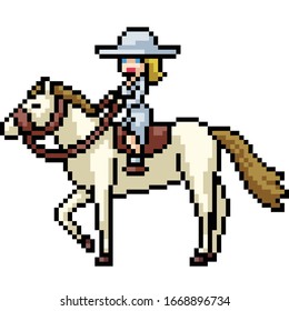 Pixelkunst der Vektorillustration einzeln auf Pferd