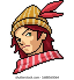vector pixel art isolated man portrait