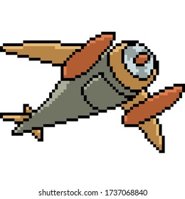vector pixel art isolated propeller plane