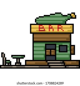 vector pixel art isolated rural bar