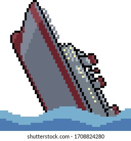 arte de píxeles vectoriales aislado naufragio