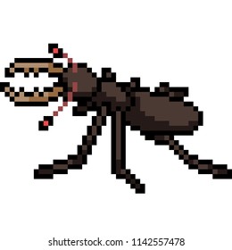vector pixel art jaw beetle isolated cartoon