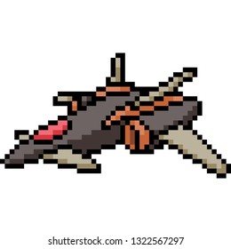vector pixel art jet plane isolated cartoon
