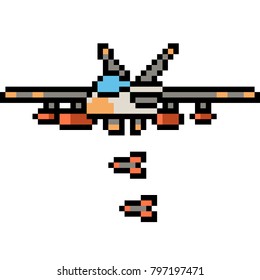 vector pixel art jet plane isolated