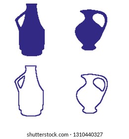 vector pixel art jug decoration isolated in white background.