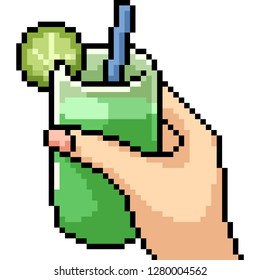 vector pixel art juice drink isolated cartoon