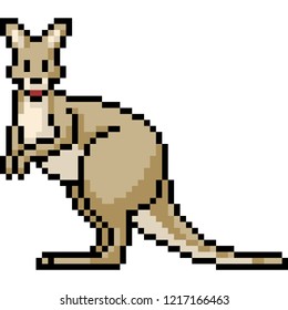 vector pixel art kangaroo isolated cartoon
