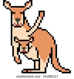 vector pixel art kangaroo isolated