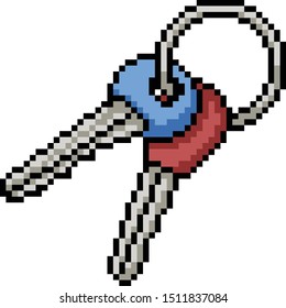 vector pixel art key isolated cartoon