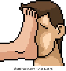 vector pixel art kick face isolated cartoon