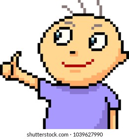 vector pixel art kid approve isolated cartoon