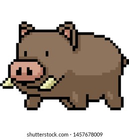 vector pixel art kid boar isolated cartoon