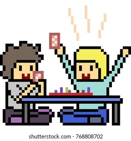 vector pixel art kid playing isolated