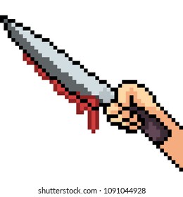 vector pixel art knife murderer isolated cartoon
