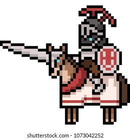 Vector Pixel Art Knight Isolated Cartoon