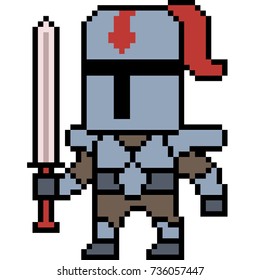 vector pixel art knight isolated