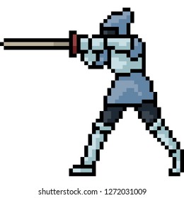 vector pixel art knight medieval isolated cartoon