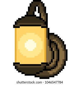 vector pixel art lamp light isolated cartoon