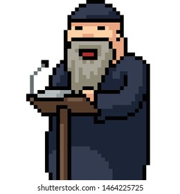vector pixel art leader speech isolated cartoon