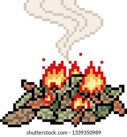 vector pixel art leaf burn isolated cartoon